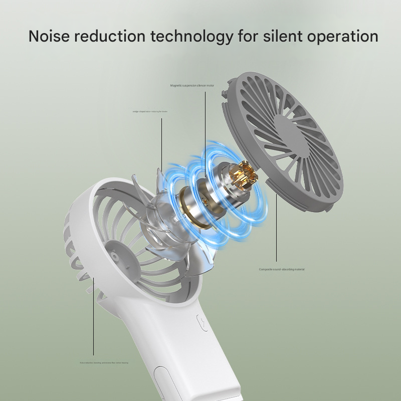 2-PCS White New Portable Handheld Air Cooler Fan - Foldable Desktop USB Rechargeable Mini Fan with Climbing Buckle - Image 4