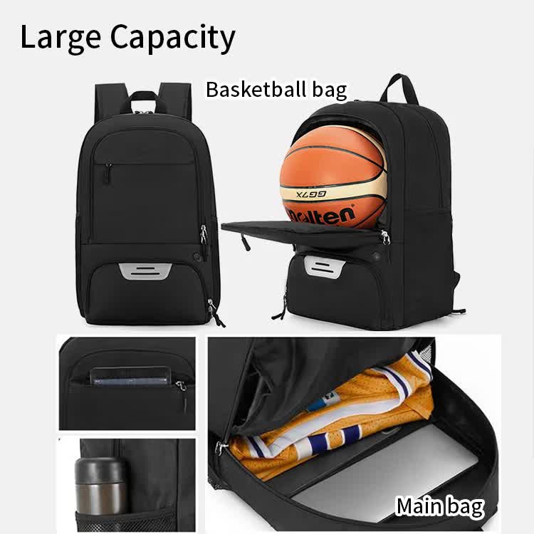 Dark blue Sports Backpack with Separate Shoe & Ball Compartments - Waterproof Gym Bag for Basketball, Soccer, Travel & Daily Use - Image 4