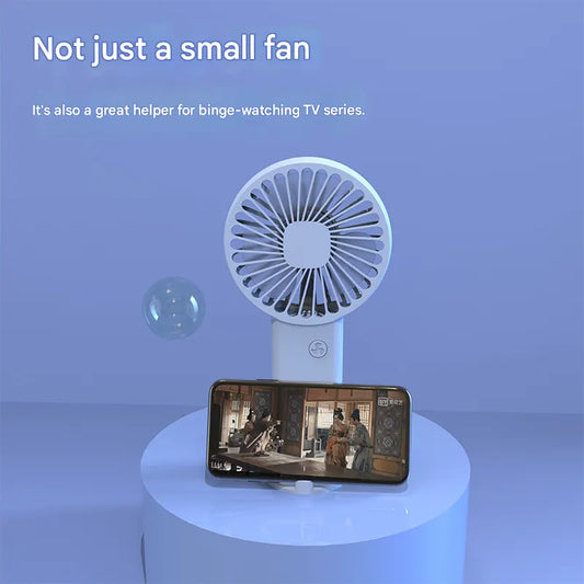 2-PCS Pink Portable USB Rechargeable Mini Handheld Fan with Desktop Base & Phone Stand - 3-Speed Quiet Operation - Image 4
