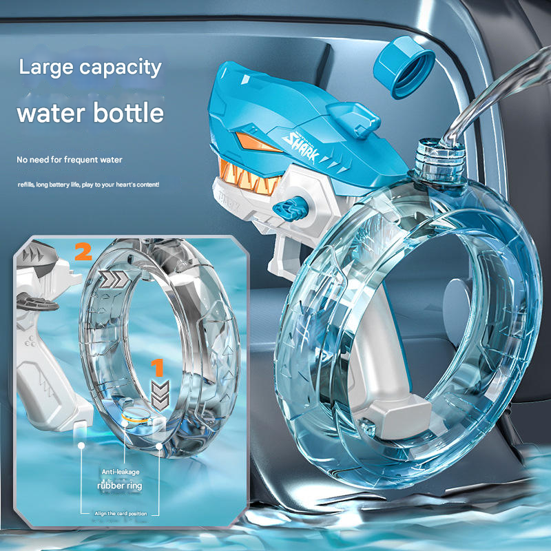 Blue Electric Shark Water Gun for Kids - Automatic Continuous Shot Blaster with Large Capacity Water Bottle & Rechargeable Lithium Battery - Long Range Summer Outdoor Toy - Image 5