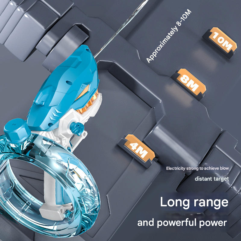 Grey Electric Shark Water Gun for Kids - Automatic Continuous Shot Blaster with Large Capacity Water Bottle & Rechargeable Lithium Battery - Long Range Summer Outdoor Toy - Image 4