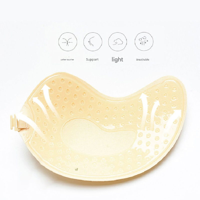3-PCS Skin color Invisible Silicone Push-Up Bra - Reusable Adhesive Mango Breast Pasties with Breathable Design - Strapless Backless Self-Adhesive Nipple Covers for Women(Cup D) - Image 2