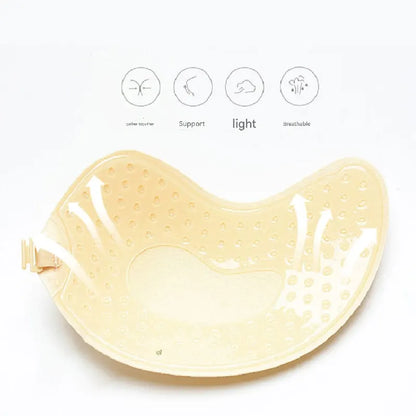 3-PCS Skin color Invisible Silicone Push-Up Bra - Reusable Adhesive Mango Breast Pasties with Breathable Design - Strapless Backless Self-Adhesive Nipple Covers for Women(Cup B) - Image 2