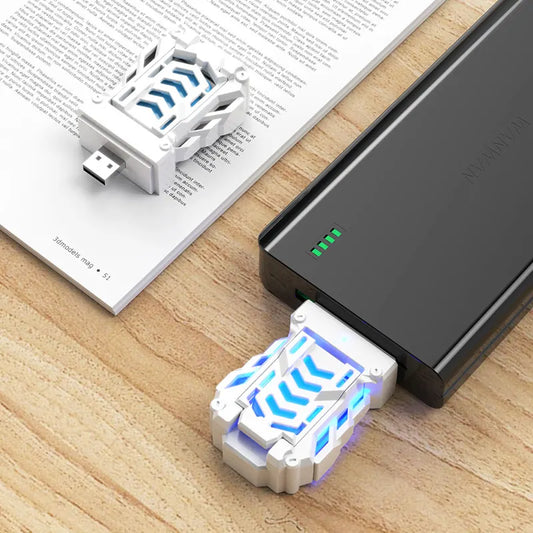 White Portable USB Mosquito Repellent Heater - Electric Mosquito Killer with Blue Light Lure - Smart Thermostatic for Indoor & Outdoor Use - Non-Toxic & Silent - Image 2