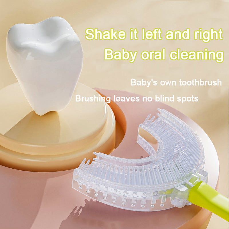 Blue tiger U-Shaped Kids Toothbrush - Food Grade Silicone Manual Toothbrush for 2-12 Year Olds - 360 degree Full Mouth Cleaning Baby Oral Care - Comes with Wall Mount Holder - Image 3