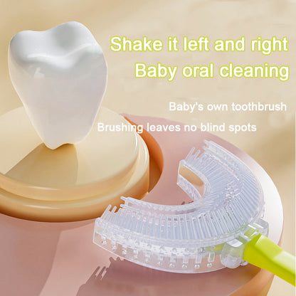 Blue tiger U-Shaped Kids Toothbrush - Food Grade Silicone Manual Toothbrush for 2-12 Year Olds - 360 degree Full Mouth Cleaning Baby Oral Care - Comes with Wall Mount Holder - Image 3