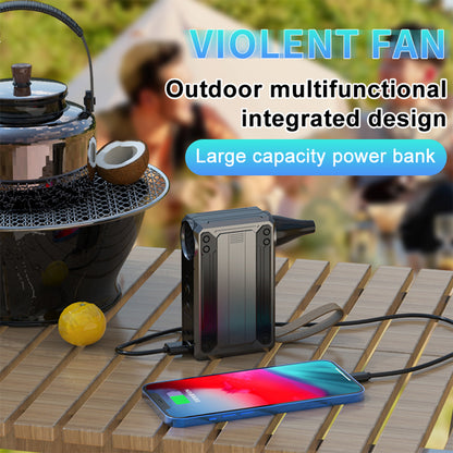 Black Multifunctional Turbo Fan - Portable High-Speed Dust Blower with LED Light & Emergency Power Bank for Outdoor & Home Use - Image 2
