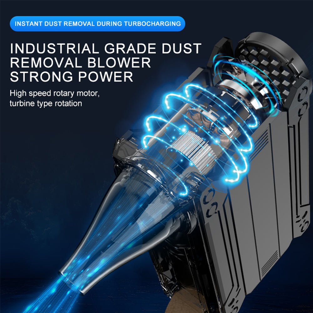 Black Multifunctional Turbo Fan - Portable High-Speed Dust Blower with LED Light & Emergency Power Bank for Outdoor & Home Use - Image 4