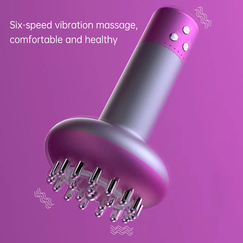 Purple Electric Meridian Brush Massager - 6-in-1 Handheld Device with Vibration, Microcurrent, and Heat Therapy - Image 4