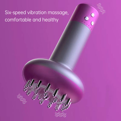 Purple Electric Meridian Brush Massager - 6-in-1 Handheld Device with Vibration, Microcurrent, and Heat Therapy - Image 4
