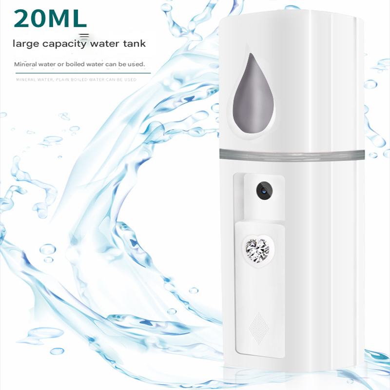 White Portable Nano Facial Mister - 20mL USB Rechargeable Hydrating Sprayer for Face & Skin - Image 4