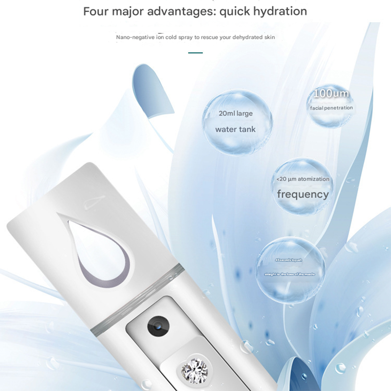 Pink Portable Nano Facial Mister - 20mL USB Rechargeable Hydrating Sprayer for Face & Skin - Image 3