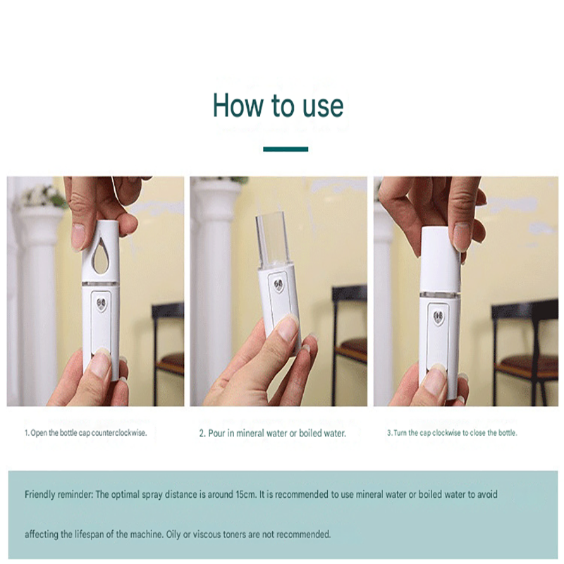 Pink Portable Nano Facial Mister - 20mL USB Rechargeable Hydrating Sprayer for Face & Skin - Image 6