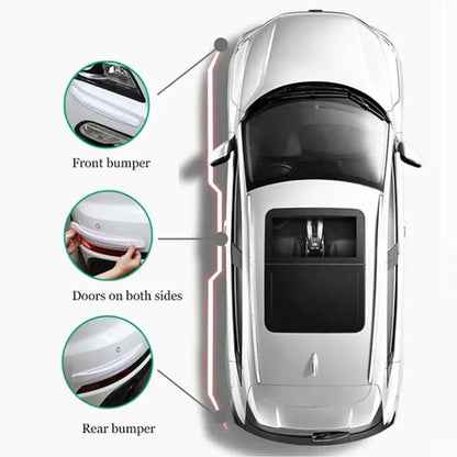 3-PCS Red Universal Car Bumper Protector Strips - Carbon Fiber Look Anti-Scratch Guards (2-Pack) - Image 2