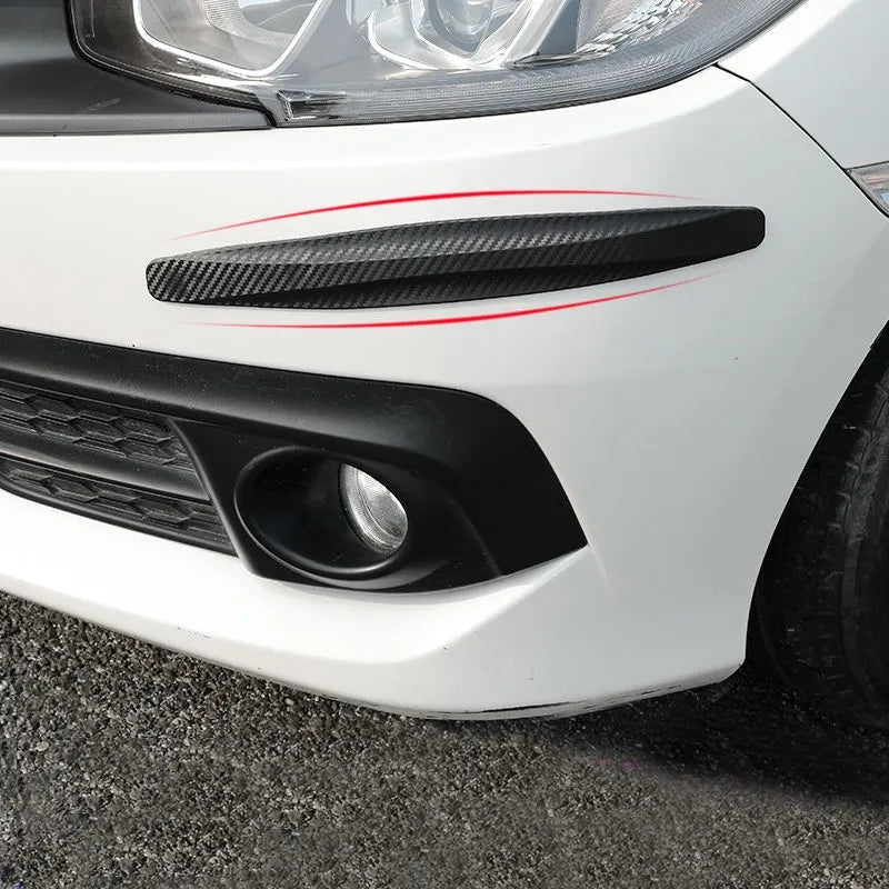 3-PCS Red Universal Car Bumper Protector Strips - Carbon Fiber Look Anti-Scratch Guards (2-Pack) - Image 3