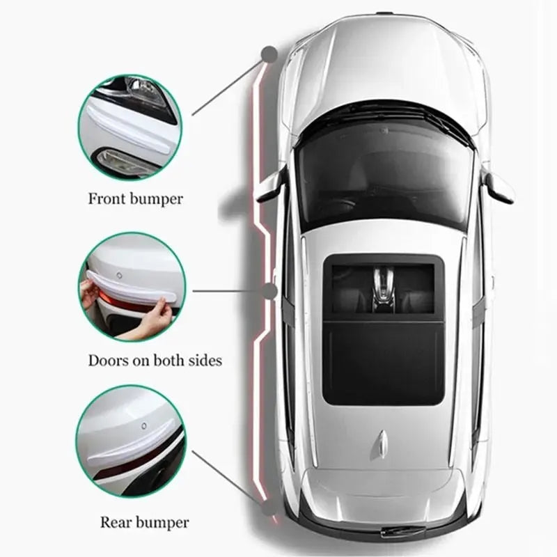 3-PCS Black Universal Car Bumper Protector Strips - Carbon Fiber Look Anti-Scratch Guards (2-Pack) - Image 3