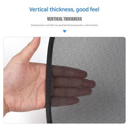 Black Universal Car Window Sun Shade Set - Mesh Fabric UV Protection(One hole-free rear gear + four hole-free side gears) - Image 6