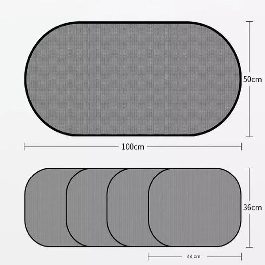 Black Universal Car Window Sun Shade Set - Mesh Fabric UV Protection(One hole-free rear gear + four hole-free side gears) - Image 9