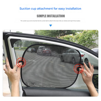 Black Universal Car Window Sun Shade Set - Mesh Fabric UV Protection(One solid rear panel + two angled panels + two solid side panels) - Image 5