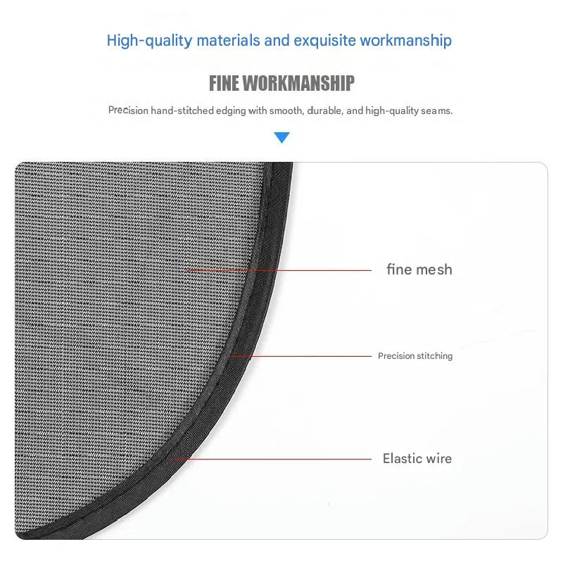 Black Universal Car Window Sun Shade Set - Mesh Fabric UV Protection(One solid rear baffle + two perforated angled baffles + two solid side baffles) - Image 7