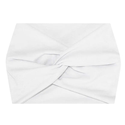 5-PCS White Women's Extra Wide Turban Headband - Elastic Yoga & Sports Hair Wrap