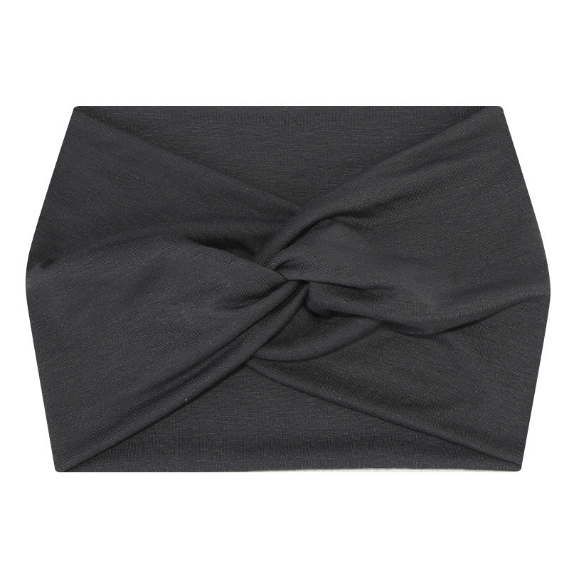 5-PCS Grey Women's Extra Wide Turban Headband - Elastic Yoga & Sports Hair Wrap