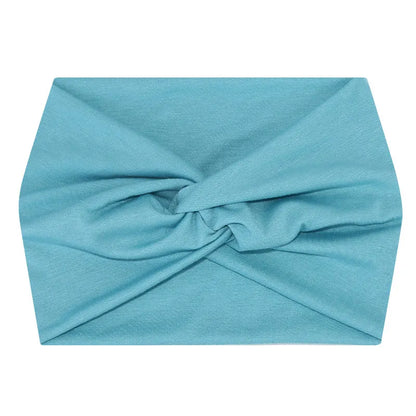 5-PCS Light blue Women's Extra Wide Turban Headband - Elastic Yoga & Sports Hair Wrap