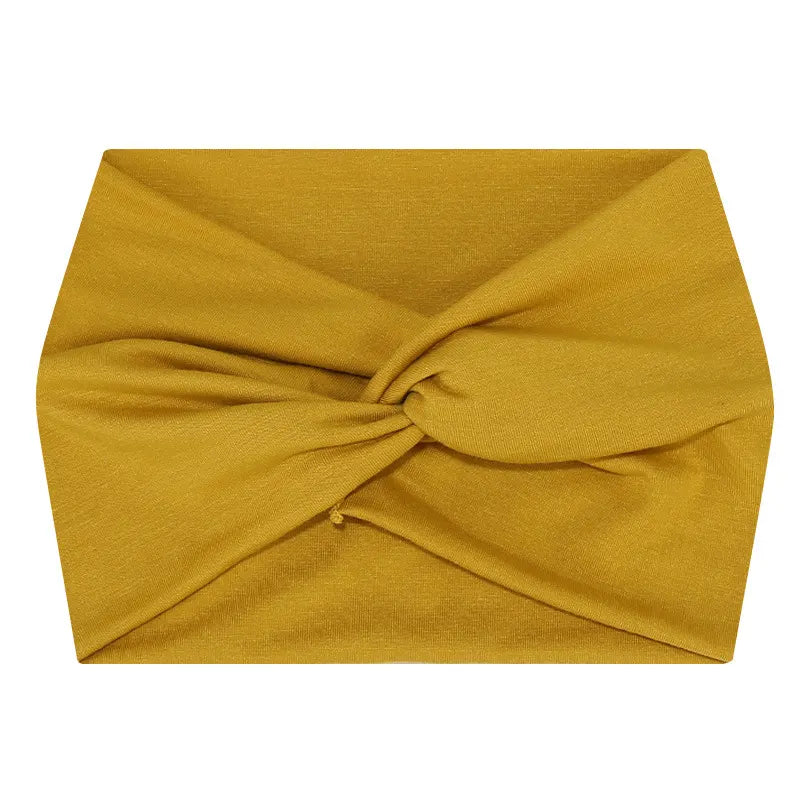 5-PCS Yellow Women's Extra Wide Turban Headband - Elastic Yoga & Sports Hair Wrap