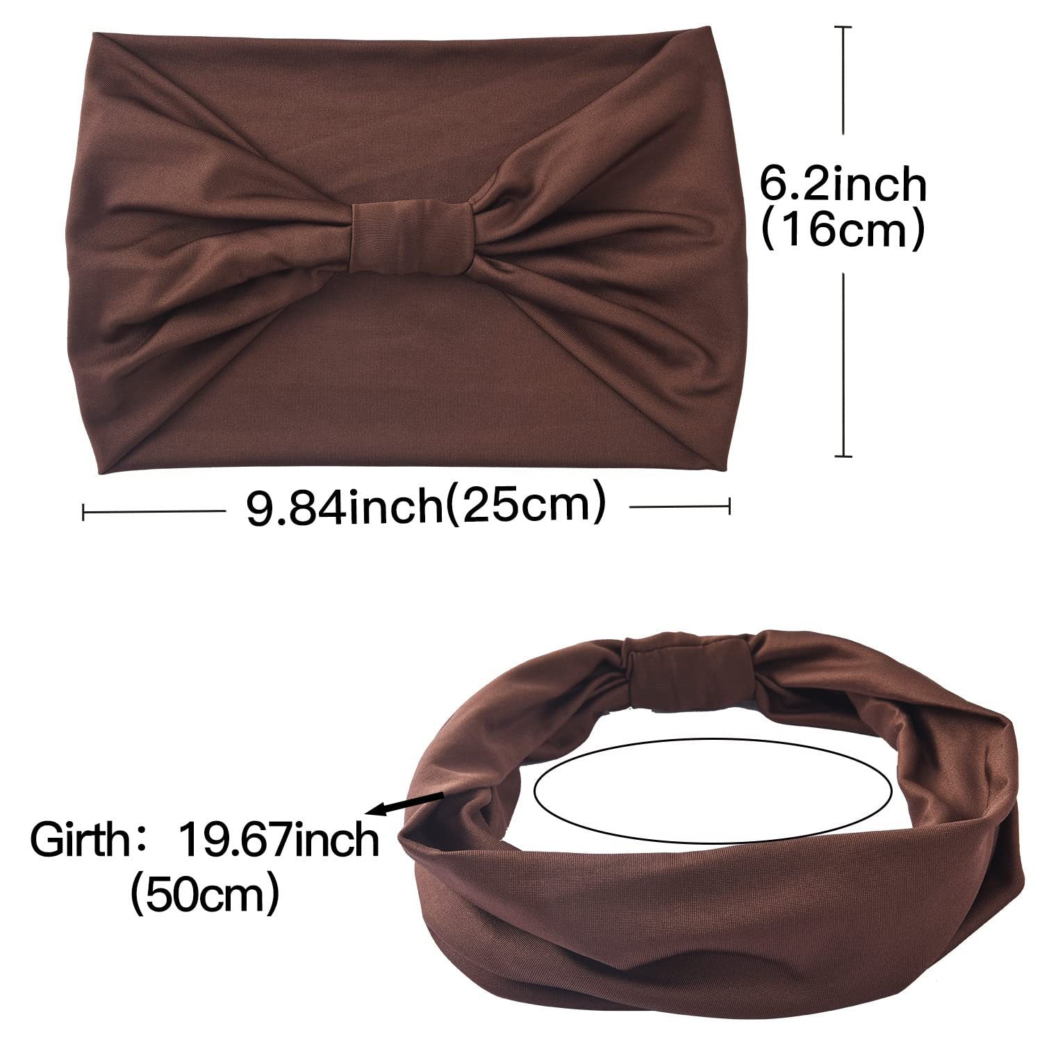 5-PCS Military green Women's Extra Wide Turban Headband - Elastic Yoga & Sports Hair Wrap - Image 3