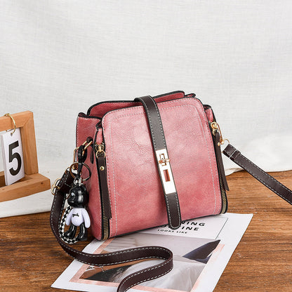 Pink Fashion Women's Bucket Bag - Summer Crossbody Shoulder Handbag with Keychain