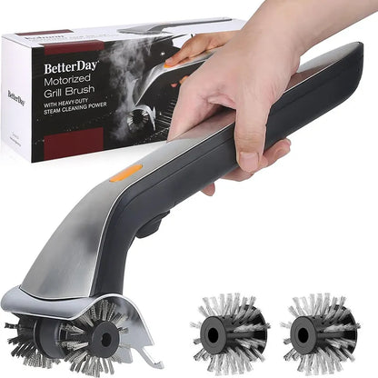 Powerful Electric Steam Grill Brush with Built-in Scraper - Deep Clean for All BBQ Grates
