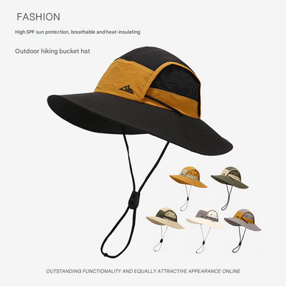 Light grey Quick-Dry Sun Protection Bucket Hat for Men - Breathable Outdoor Hiking & Fishing Cap with Wide Brim - Image 2