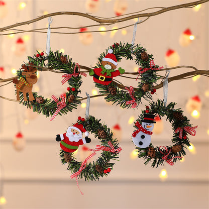 Snowman Mini Christmas Wreath Ornaments (11cm) - Festive Santa, Snowman & Reindeer Decor for Doors & Windows - Image 2