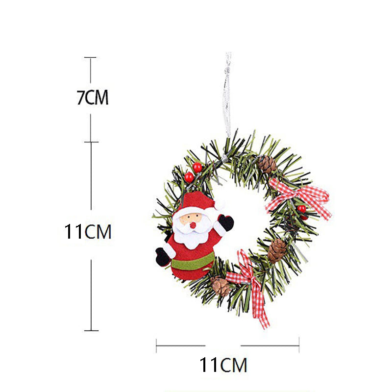 Elk Mini Christmas Wreath Ornaments (11cm) - Festive Santa, Snowman & Reindeer Decor for Doors & Windows - Image 3