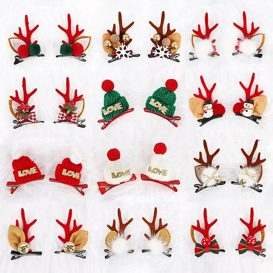 Flower stamens, hairballs and mink fur Festive Christmas Hair Clips for Girls & Women - Fabric & Metal Design - Image 2