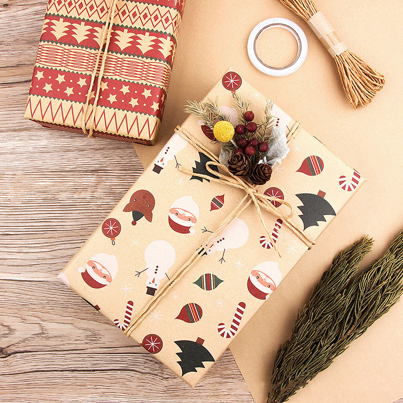 Christmas Gift Wrapping Paper 6-Pack - Vintage Kraft Style for Holiday Presents, 70x100cm - Image 3