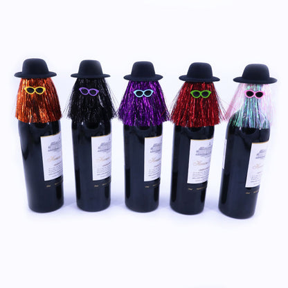 5-PCS Gold Halloween Party Wine Bottle Hats - Spooky Creative Bottle Decorations, Approx. 8x12cm - Image 2