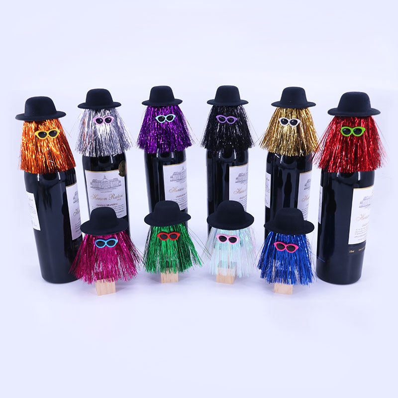 5-PCS Bronze color Halloween Party Wine Bottle Hats - Spooky Creative Bottle Decorations, Approx. 8x12cm - Image 3