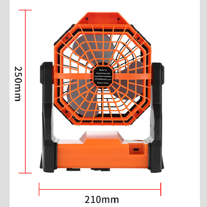 Black and green Portable Outdoor Camping Fan with LED Light - Rechargeable USB Tent Fan for Australia - Image 6