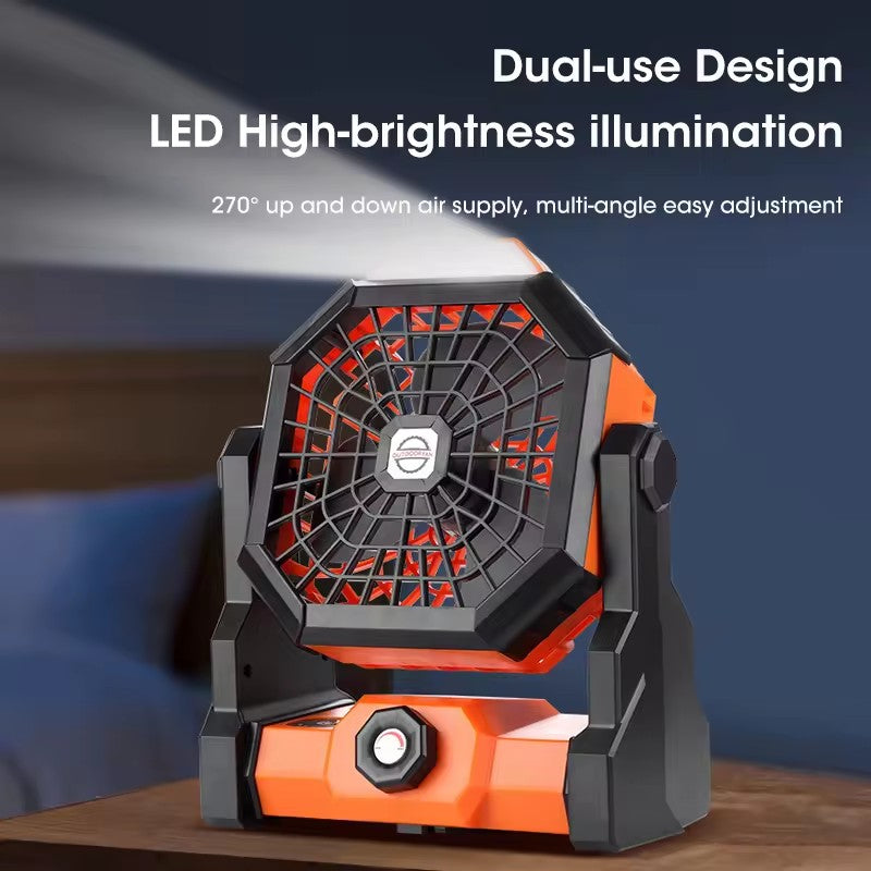 Black Portable Outdoor Camping Fan with LED Light - Rechargeable USB Tent Fan for Australia - Image 4