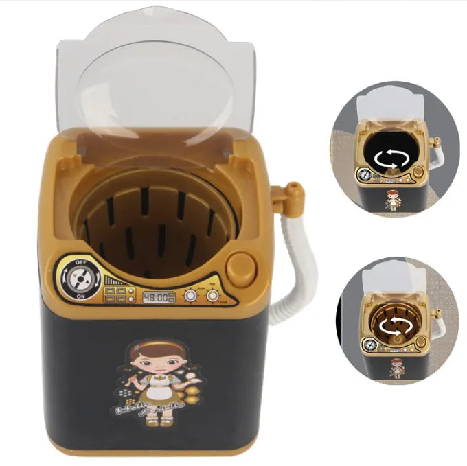 Pink Kids Mini Electric Toy Washing Machine with Spin Dryer Basket - Pretend Play Appliance - Image 3