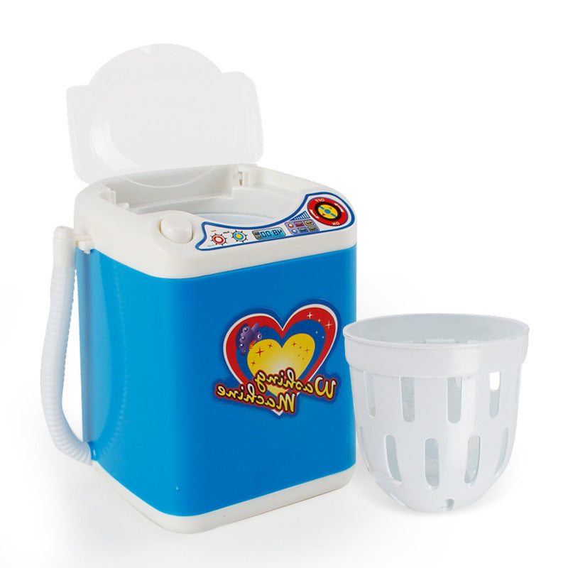 Blue Kids Mini Electric Toy Washing Machine with Spin Dryer Basket - Pretend Play Appliance