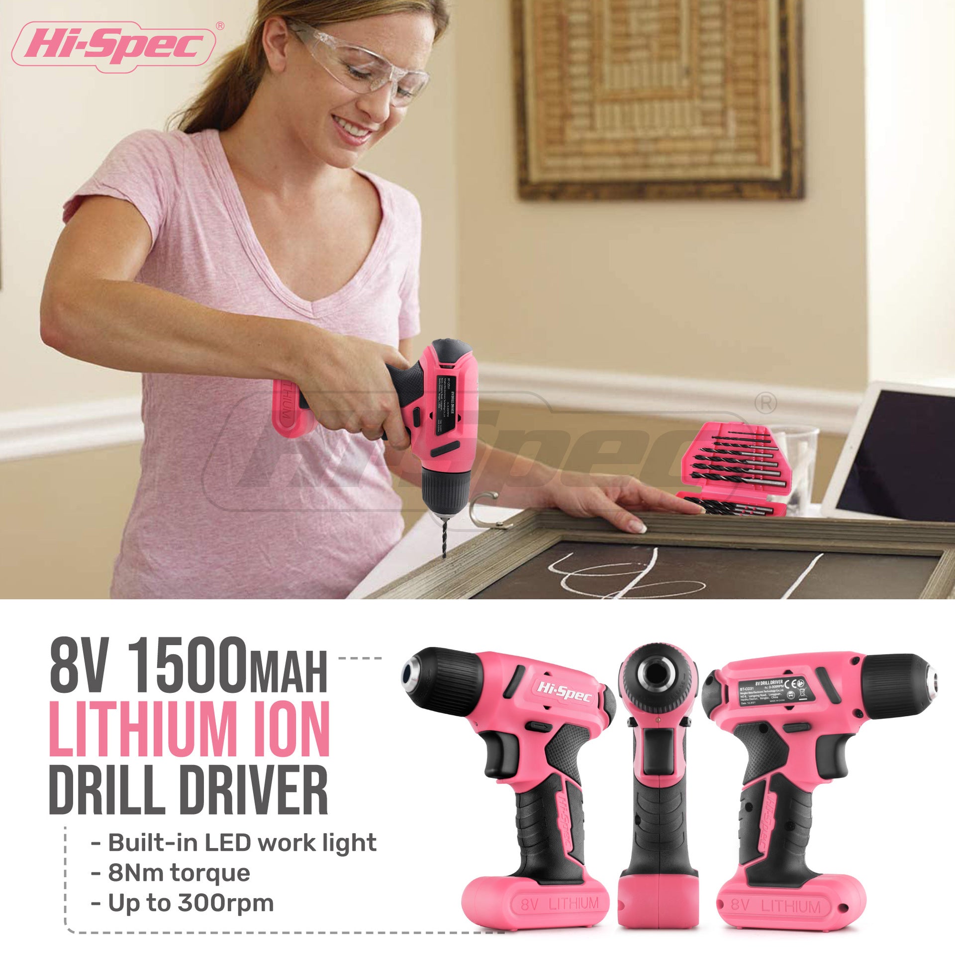 58 Piece Home Tool Set with 8V Cordless Drill Driver Kit Rechargeable Electric Screwdriver for DIY Repairs and Maintenance - Image 2