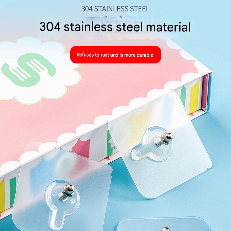 50-PCS Heavy Duty Adhesive Screw Stickers No Drilling Wall Hooks 6x6cm Waterproof Stainless Steel for Kitchen Bathroom Rental Friendly(14mm) - Image 4