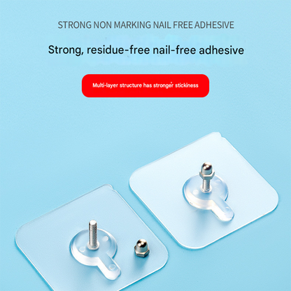 50-PCS Heavy Duty Adhesive Screw Stickers No Drilling Wall Hooks 6x6cm Waterproof Stainless Steel for Kitchen Bathroom Rental Friendly(12mm) - Image 3