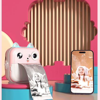 Pink rabbit Kids Instant Print Camera Zero Ink Digital Video Recorder with 32GB Card and 3 Paper Rolls Portable Rechargeable Toy Gift - Image 2