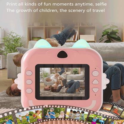Pink rabbit Kids Instant Print Camera Zero Ink Digital Video Recorder with 32GB Card and 3 Paper Rolls Portable Rechargeable Toy Gift - Image 3