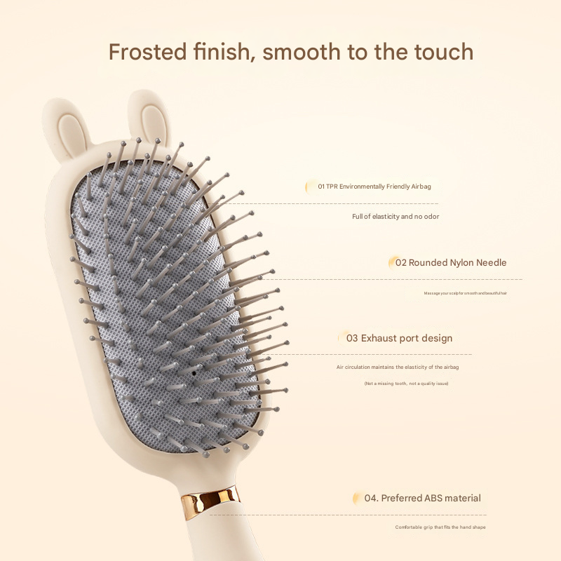 Square comb Soft Touch Air Cushion Hair Brush with Built-in Cleaning Claw Detangling Massage Comb for Wet and Dry Hair Gentle Scalp Care - Image 2
