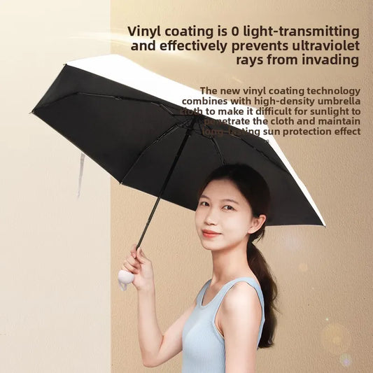 Lilac purple Compact Mini Travel Umbrella UPF50+ UV Protection Waterproof 6-Fold Flat Design Lightweight Sun & Rain Parasol for Handbag - Image 3