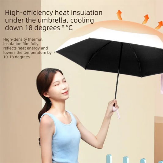 Wutong Apricot Compact Mini Travel Umbrella UPF50+ UV Protection Waterproof 6-Fold Flat Design Lightweight Sun & Rain Parasol for Handbag - Image 2
